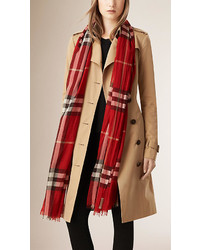Burberry Lightweight Check Wool And Silk Scarf