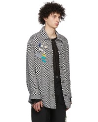 Song For The Mute Black White Oversized Painters Jacket