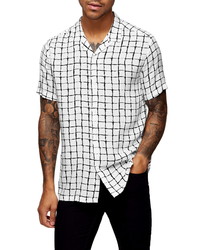 White and Black Check Short Sleeve Shirt