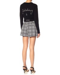 L'Agence Black Check Pleated Shorts