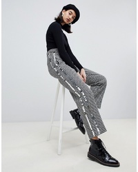LOST INK Trousers With Sequin Heart Embellisht In Houndstooth