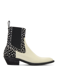 White and Black Chelsea Boots