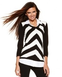 INC International Concepts Layered Look Chevron Striped Sweater