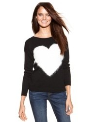 INC International Concepts Textured Heart Crew Neck Sweater