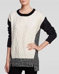 Aqua Sweater Erica Cable Colorblock