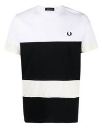 Fred Perry Logo Embroidered Colour Block T Shirt