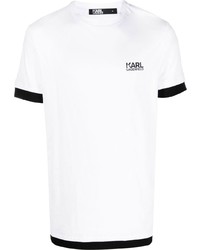 Karl Lagerfeld Logo Print Contrasting Trim T Shirt