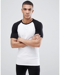 ASOS DESIGN Muscle Fit Raglan T Shirt With Contrast Sleeves Blk