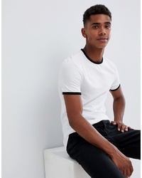ASOS DESIGN Muscle Fit T Shirt With Contrast Ringer In White