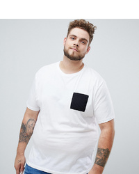 ASOS DESIGN Plus Relaxed T Shirt With Contrast Pocket In White