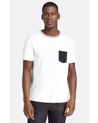 rag & bone Colorblock Pocket Cotton T Shirt White Black Medium