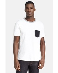 rag & bone Colorblock Pocket Cotton T Shirt White Black Small