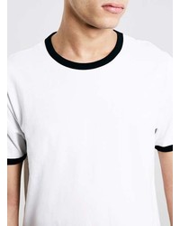 Topman White Black Slim Ringer T Shirt