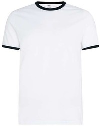 Topman White Black Slim Ringer T Shirt