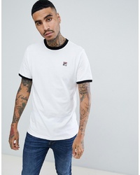 Fila White Line Ringer T Shirt With Small Logo In White