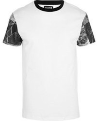 River Island White Systvm Contrast Stone Sleeve T Shirt
