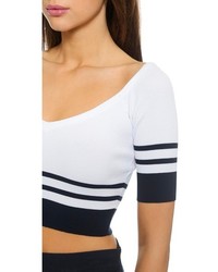RED Valentino Ribbed V Neck Crop Top