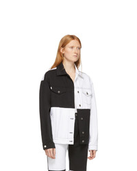 MSGM White And Black Denim Colorblocked Jacket