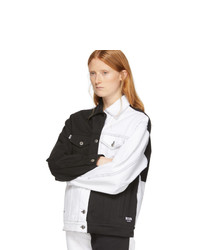 MSGM White And Black Denim Colorblocked Jacket