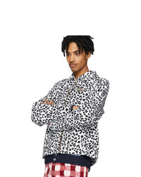 Noon Goons White And Black Denim Leopard Jacket