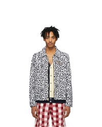 Noon Goons White And Black Denim Leopard Jacket