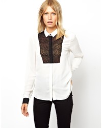 Asos Blouse With Contrast Floral Lace Bib