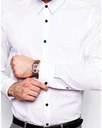 Asos Brand Smart Shirt In Long Sleeve With Contrast Buttons