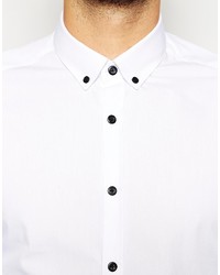 Asos Brand Smart Shirt In Long Sleeve With Contrast Buttons And Button Down Collar