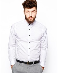Asos Brand Smart Shirt In Long Sleeve With Contrast Buttons