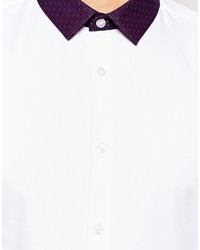 Asos Brand Smart Shirt In Long Sleeve With Contrast Printed Collar