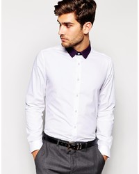 Asos Brand Smart Shirt In Long Sleeve With Contrast Printed Collar
