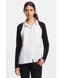 Kenneth Cole New York Farah Colorblock Blouse White Black Small