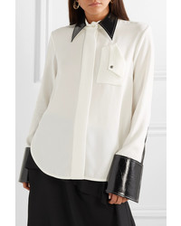 Ellery Thesis Oversized Faux Patent Med Crepe Shirt