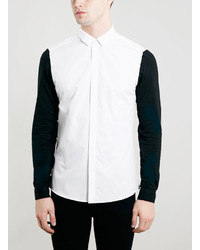 Topman Monochrome Contrast Sleeve Long Sleeve Smart Shirt