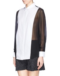 Nobrand Tuxedo Oxford Silk Chiffon Shirt