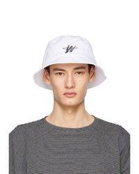 White and Black Embroidered Bucket Hat
