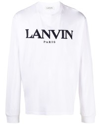 White and Black Embroidered Long Sleeve T-Shirt