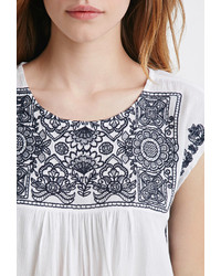 Forever 21 Embroidered Peasant Top