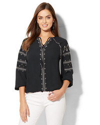 New York & Co. Embroidered Peasant Blouse