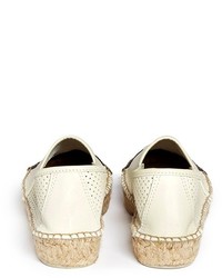 Pedder Red Contrast Toe Perforated Leather Espadrilles