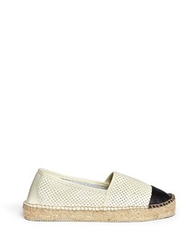 Pedder Red Contrast Toe Perforated Leather Espadrilles