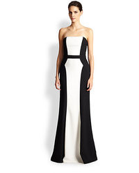 David Meister Strapless Crepe Gown