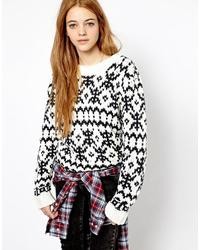 Pepe Jeans London Patterned Chunky Sweater Whitenavy