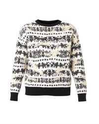 White and Black Fair Isle Sweater