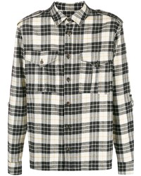 White and Black Flannel Long Sleeve Shirt