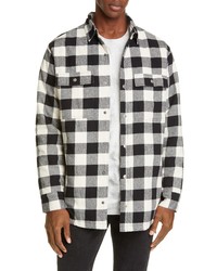 White and Black Flannel Shirt Jacket