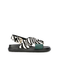 Marni Zebra Print Fussbett Pony Leather Sandals