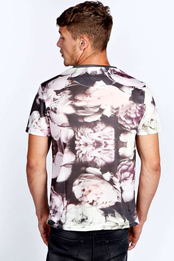 Boohoo Giant Floral Sublimation Print T Shirt, $24 | BooHoo | Lookastic