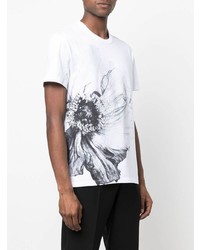 Alexander McQueen Floral Print Cotton T Shirt