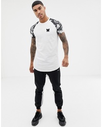 Good For Nothing Muscle T Shirt With Printed Sleeves In White